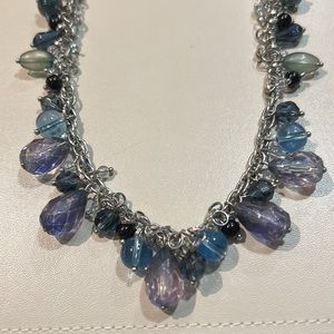 Talbots clustered glass bead 16” necklace in various shades of blue.